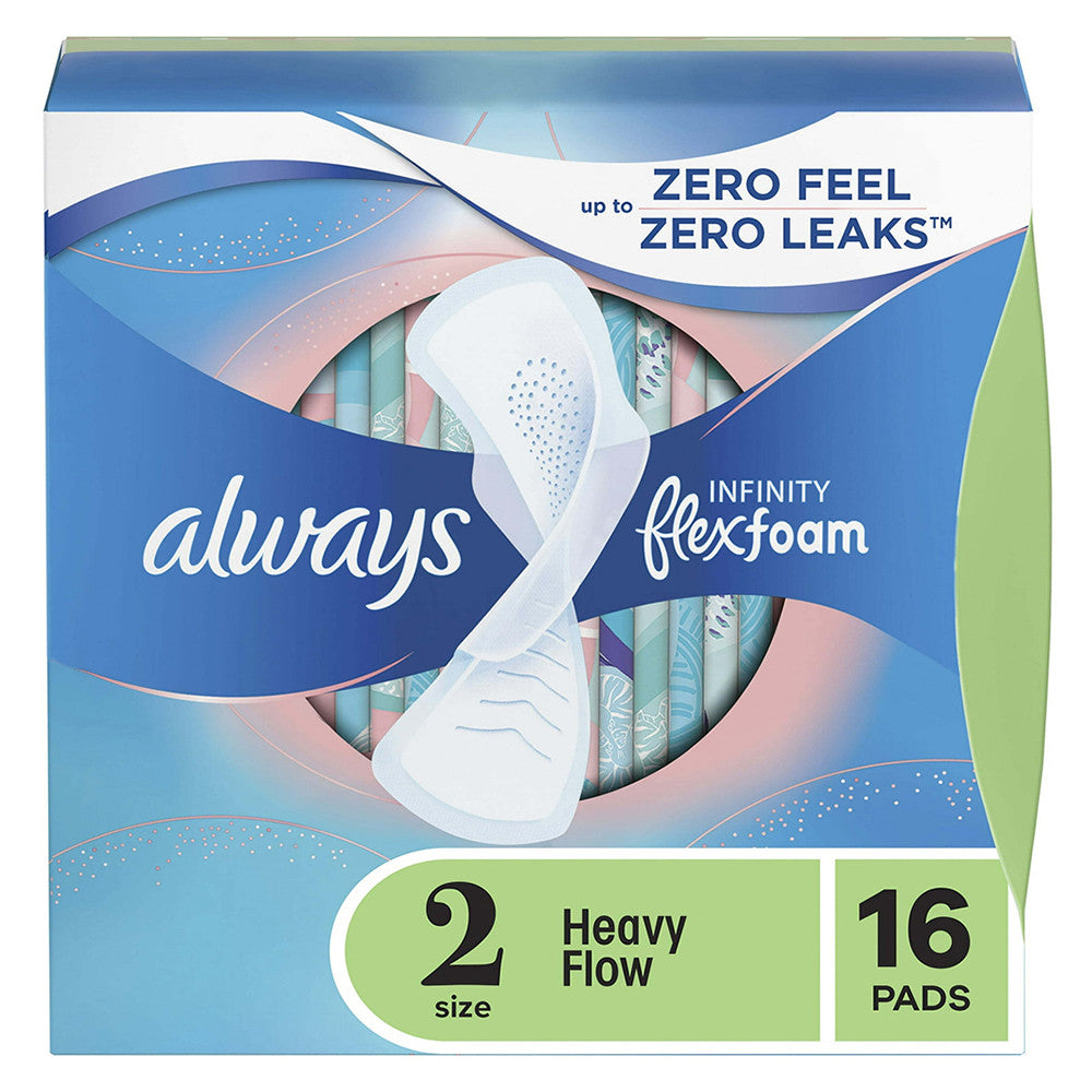 Always Pads Size 2 Infinity With Flex Foam Heavy Flow, 16 Ea